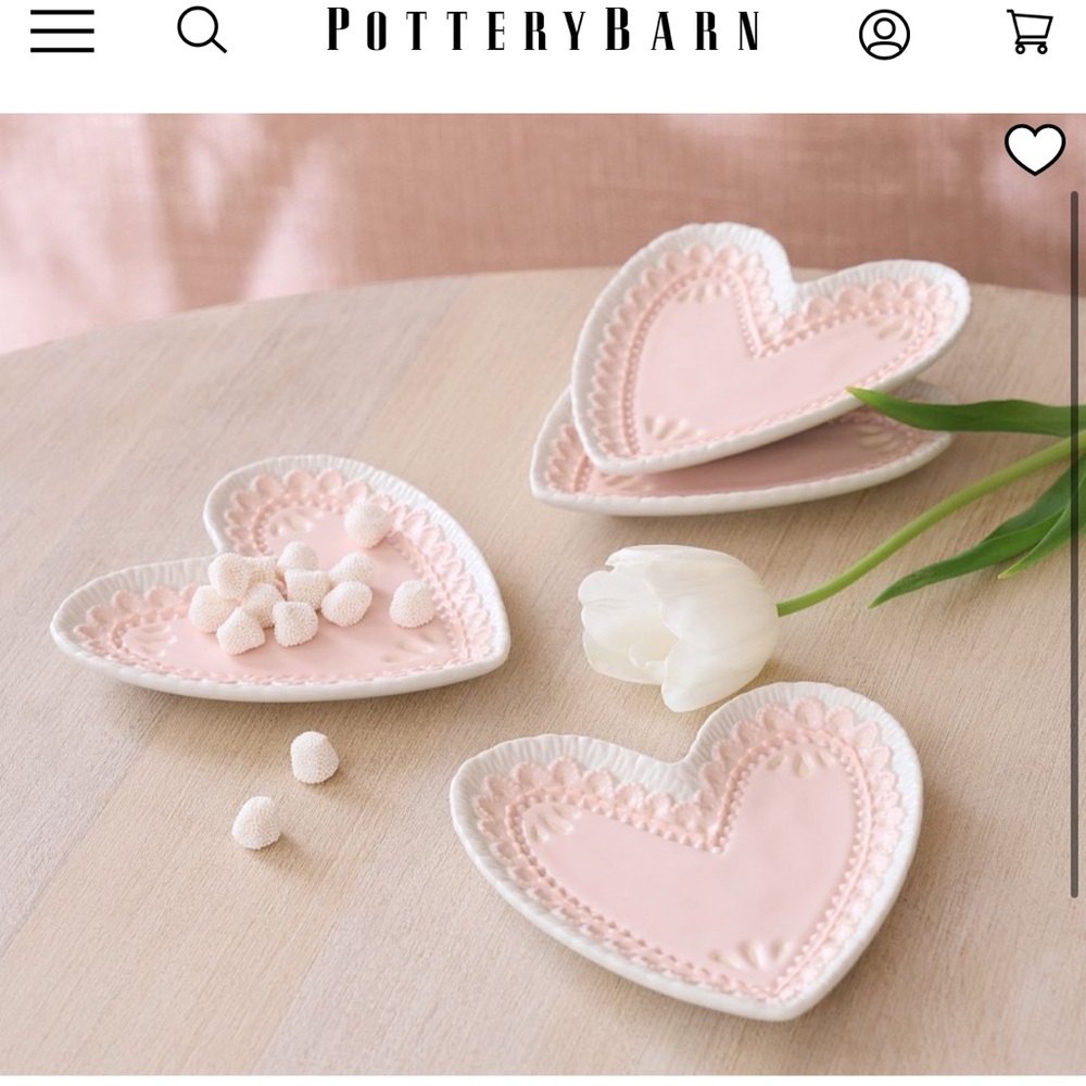 Pottery Barn Cookie Heart Dishes